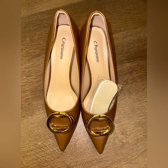C. Paravano Stacked Metal Buckle Pumps (Olivia) - Size US 9 - Picture 6 of 6